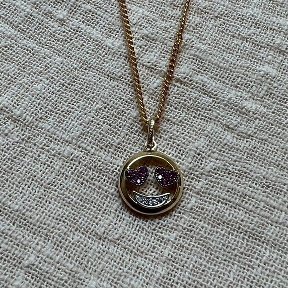 Love Emoji 14k Solid Gold Pendant perfect gift necklace Birthday, Holiday, & ann - Picture 2 of 10